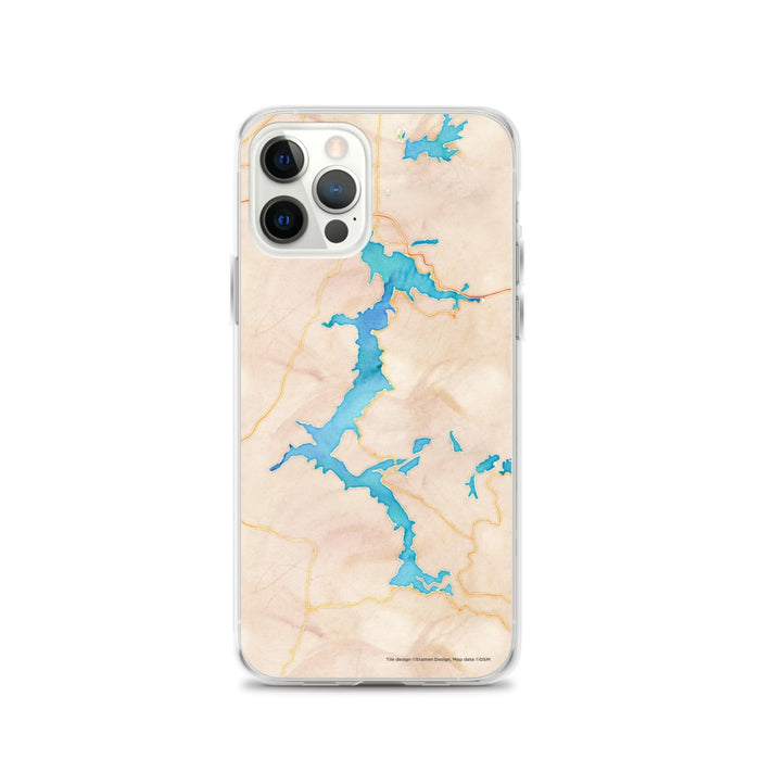 Custom iPhone 12 Pro Lake Coeur d'Alene Idaho Map Phone Case in Watercolor