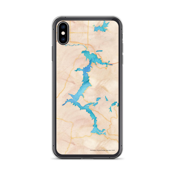 Custom iPhone XS Max Lake Coeur d'Alene Idaho Map Phone Case in Watercolor