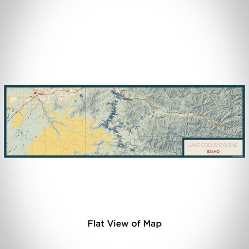 Flat View of Map Custom Lake Coeur d'Alene Idaho Map Enamel Mug in Woodblock