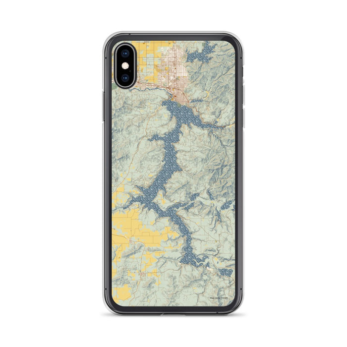 Custom iPhone XS Max Lake Coeur d'Alene Idaho Map Phone Case in Woodblock