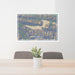 24x36 Lake Crescent Washington Map Print Lanscape Orientation in Afternoon Style Behind 2 Chairs Table and Potted Plant