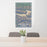 24x36 Lake Crescent Washington Map Print Portrait Orientation in Afternoon Style Behind 2 Chairs Table and Potted Plant