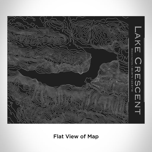 Rendered View of Lake Crescent Washington Map Engraving on 20oz Stainless Steel Insulated Bottle with Bamboo Top in Black