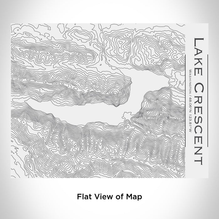 Rendered View of Lake Crescent Washington Map Engraving on 20oz Stainless Steel Insulated Bottle with Bamboo Top in White