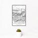 12x18 Lake Crescent Washington Map Print Portrait Orientation in Classic Style With Small Cactus Plant in White Planter