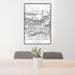 24x36 Lake Crescent Washington Map Print Portrait Orientation in Classic Style Behind 2 Chairs Table and Potted Plant