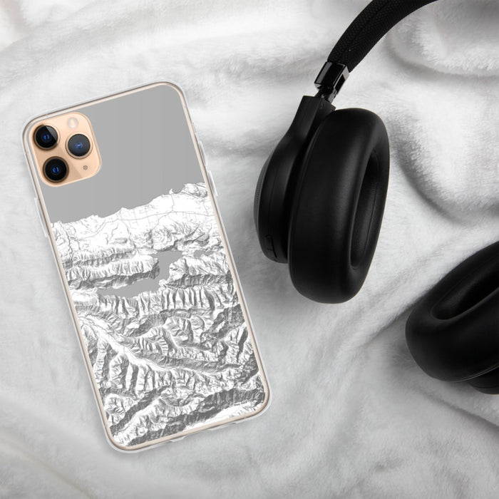 Custom Lake Crescent Washington Map Phone Case in Classic on Table with Black Headphones