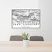 24x36 Lake Crescent Washington Map Print Landscape Orientation in Classic Style Behind 2 Chairs Table and Potted Plant