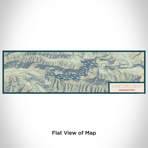 Flat View of Map Custom Lake Crescent Washington Map Enamel Mug in Woodblock
