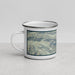 Left View Custom Lake Crescent Washington Map Enamel Mug in Woodblock