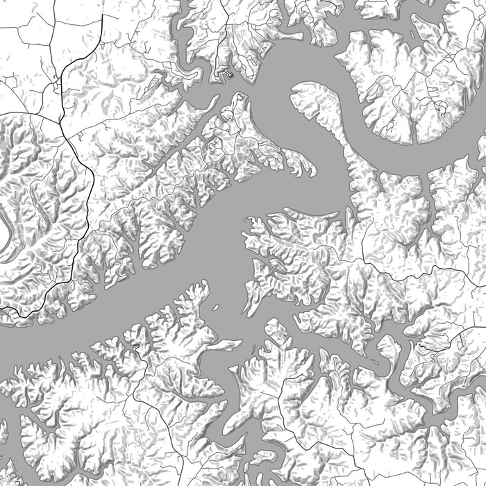 Lake Cumberland Kentucky Map Print in Classic Style Zoomed In Close Up Showing Details