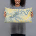 Person holding 20x12 Custom Lake Cumberland Kentucky Map Throw Pillow in Woodblock