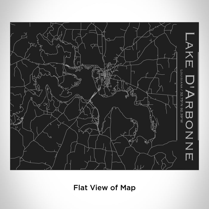 Rendered View of Lake D'Arbonne Louisiana Map Engraving on 20oz Stainless Steel Insulated Bottle with Bamboo Top in Black