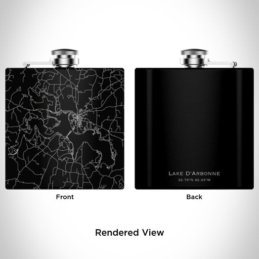 Rendered View of Lake D'Arbonne Louisiana Map Engraving on 6oz Stainless Steel Flask in Black