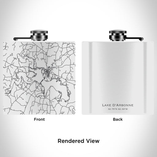 Rendered View of Lake D'Arbonne Louisiana Map Engraving on 6oz Stainless Steel Flask in White