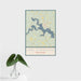 16x24 Lake D'Arbonne Louisiana Map Print Portrait Orientation in Woodblock Style With Tropical Plant Leaves in Water