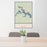 24x36 Lake D'Arbonne Louisiana Map Print Portrait Orientation in Woodblock Style Behind 2 Chairs Table and Potted Plant