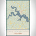 Lake D'Arbonne Louisiana Map Print Portrait Orientation in Woodblock Style With Shaded Background