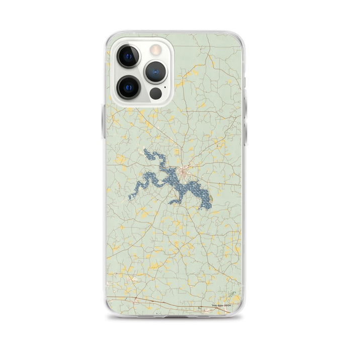 Custom Lake D'Arbonne Louisiana Map iPhone 12 Pro Max Phone Case in Woodblock