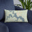 Custom Lake D'Arbonne Louisiana Map Throw Pillow in Woodblock on Blue Colored Chair