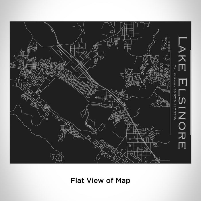 Rendered View of Lake Elsinore California Map Engraving on 20oz Stainless Steel Insulated Bottle with Bamboo Top in Black