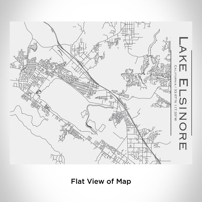 Rendered View of Lake Elsinore California Map Engraving on 20oz Stainless Steel Insulated Bottle with Bamboo Top in White