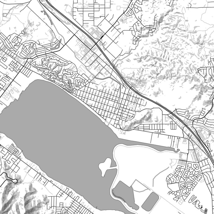 Lake Elsinore California Map Print in Classic Style Zoomed In Close Up Showing Details