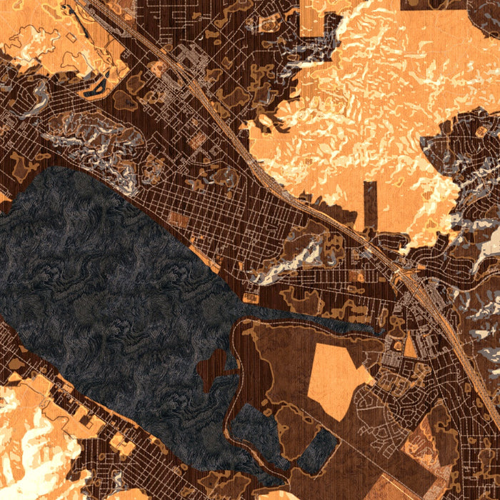 Lake Elsinore California Map Print in Ember Style Zoomed In Close Up Showing Details