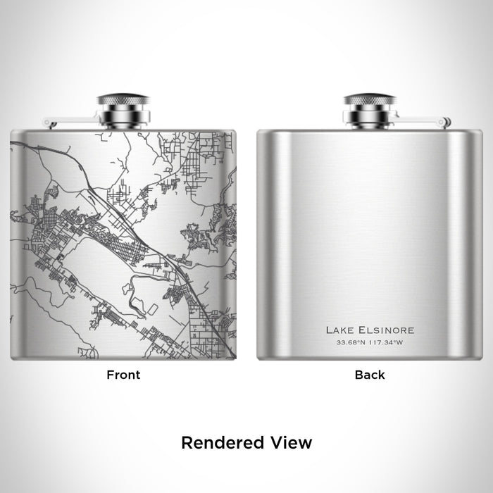 Rendered View of Lake Elsinore California Map Engraving on undefined