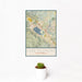 12x18 Lake Elsinore California Map Print Portrait Orientation in Woodblock Style With Small Cactus Plant in White Planter