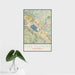 16x24 Lake Elsinore California Map Print Portrait Orientation in Woodblock Style With Tropical Plant Leaves in Water