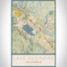 Lake Elsinore California Map Print Portrait Orientation in Woodblock Style With Shaded Background