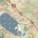 Lake Elsinore California Map Print in Woodblock Style Zoomed In Close Up Showing Details