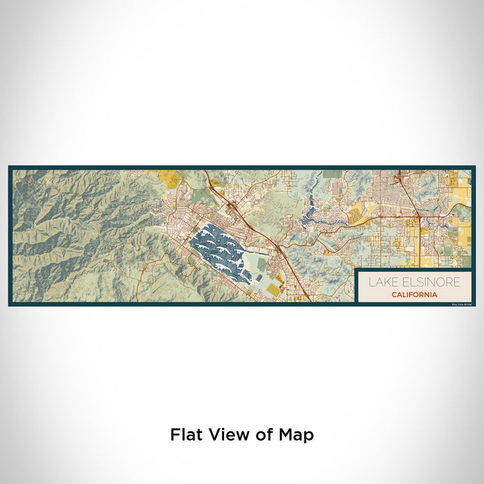 Flat View of Map Custom Lake Elsinore California Map Enamel Mug in Woodblock