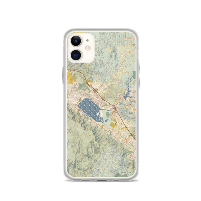 Custom Lake Elsinore California Map Phone Case in Woodblock
