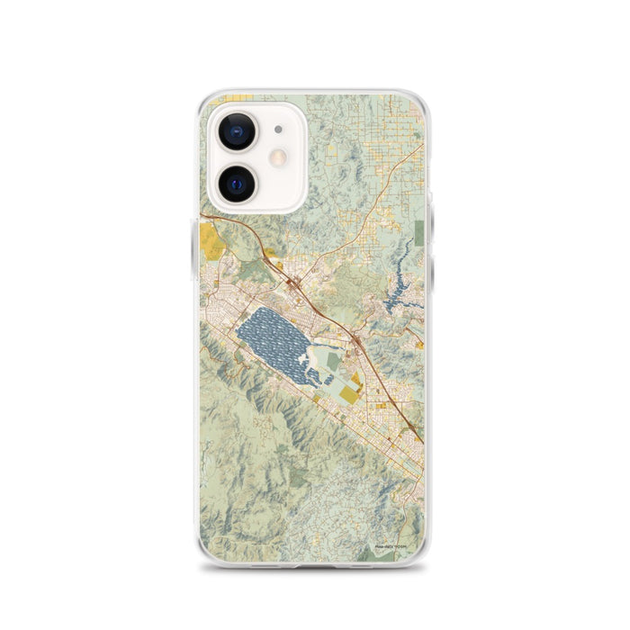 Custom Lake Elsinore California Map iPhone 12 Phone Case in Woodblock