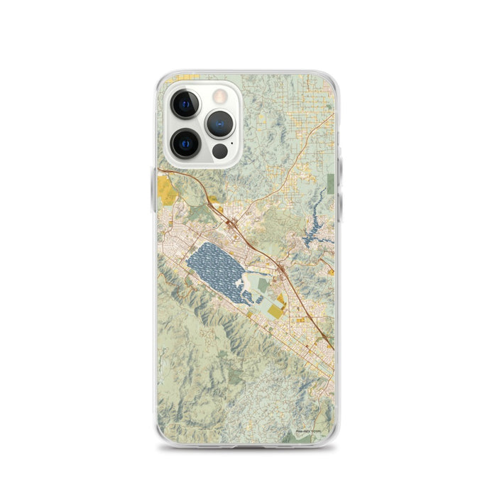Custom Lake Elsinore California Map iPhone 12 Pro Phone Case in Woodblock