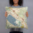 Person holding 18x18 Custom Lake Elsinore California Map Throw Pillow in Woodblock