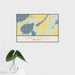 16x24 Lake Ethel Minnesota Map Print Landscape Orientation in Woodblock Style With Tropical Plant Leaves in Water