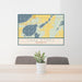 24x36 Lake Ethel Minnesota Map Print Lanscape Orientation in Woodblock Style Behind 2 Chairs Table and Potted Plant