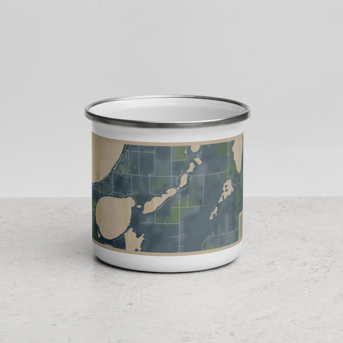 Front View Custom Lake Ethel Minnesota Map Enamel Mug in Afternoon