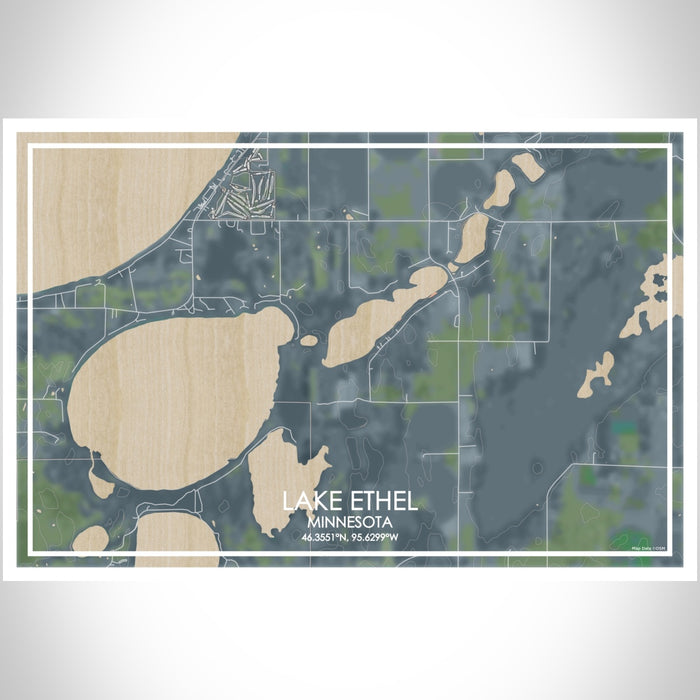 Lake Ethel Minnesota Map Print Landscape Orientation in Afternoon Style With Shaded Background