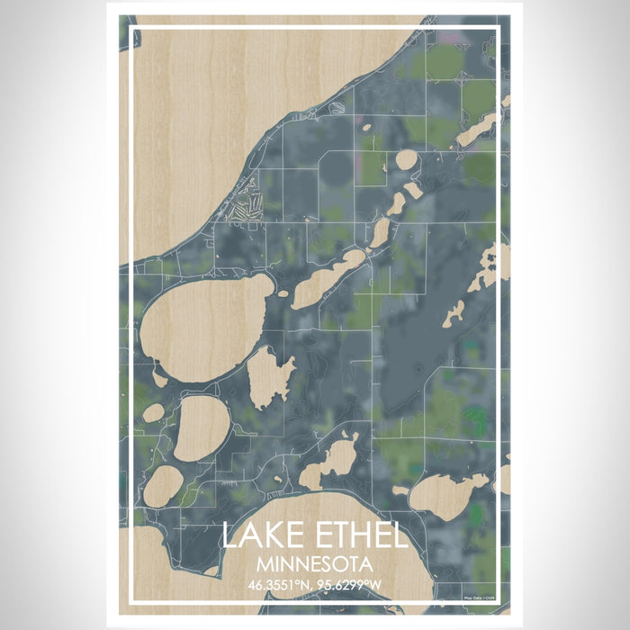Lake Ethel Minnesota Map Print Portrait Orientation in Afternoon Style With Shaded Background