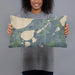 Person holding 20x12 Custom Lake Ethel Minnesota Map Throw Pillow in Afternoon