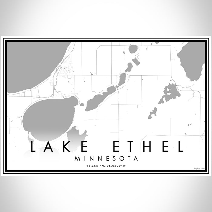 Lake Ethel Minnesota Map Print Landscape Orientation in Classic Style With Shaded Background