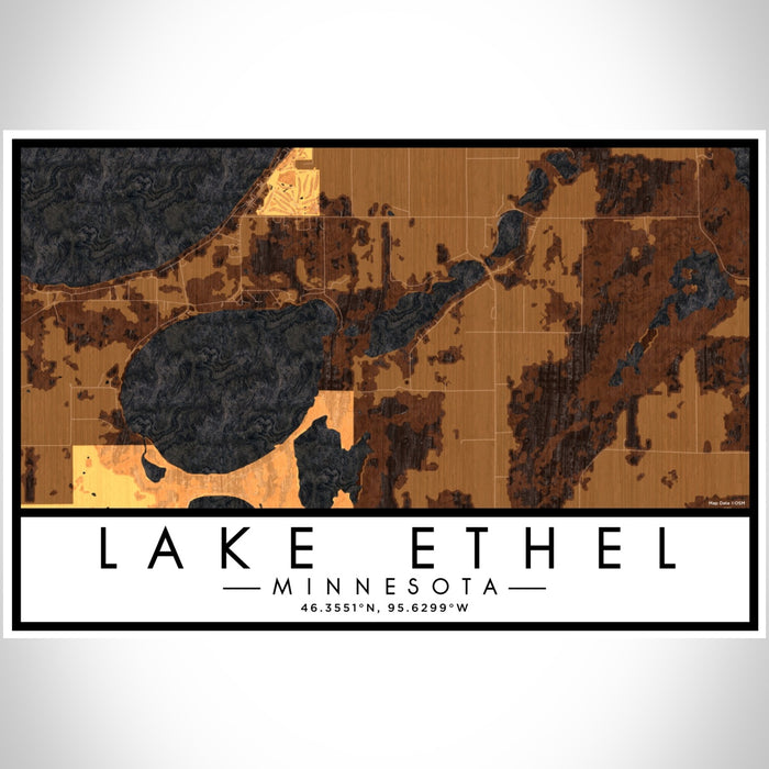 Lake Ethel Minnesota Map Print Landscape Orientation in Ember Style With Shaded Background