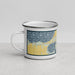 Left View Custom Lake Ethel Minnesota Map Enamel Mug in Woodblock