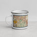 Left View Custom Lake Forest California Map Enamel Mug in Woodblock