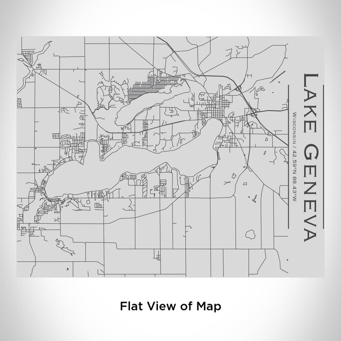 Rendered View of Lake Geneva Wisconsin Map Engraving on 20oz Stainless Steel Insulated Bottle with Bamboo Top