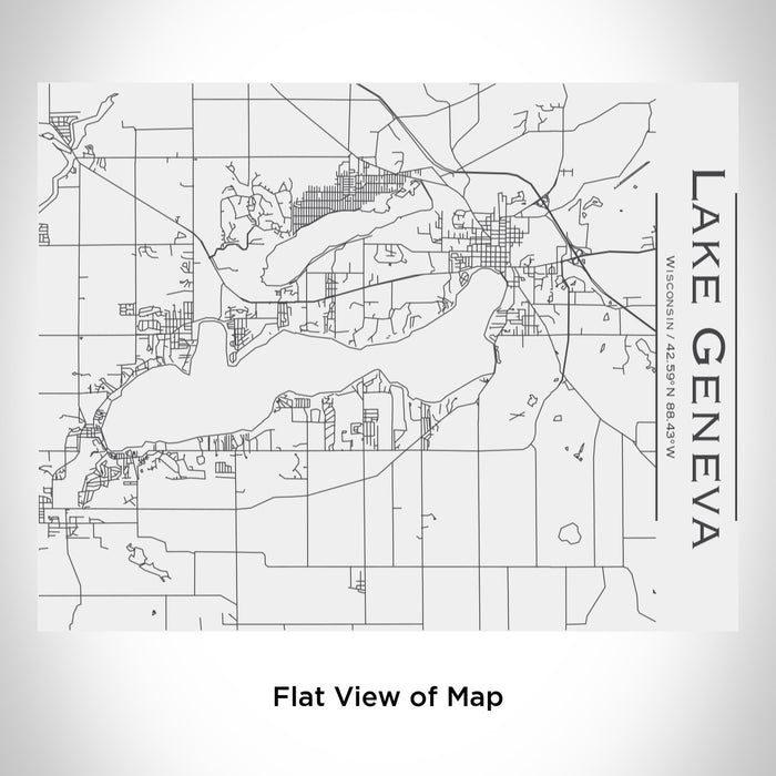 Rendered View of Lake Geneva Wisconsin Map Engraving on 20oz Stainless Steel Insulated Bottle with Bamboo Top in White